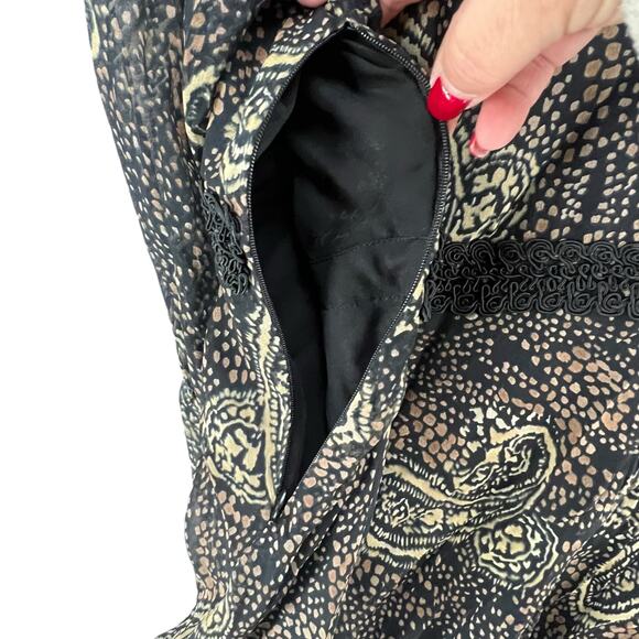 ICE Y2K Babydoll Top Womens L Black Silk Abstract Paisley Lined Boho Whimsygoth - Picture 6 of 16